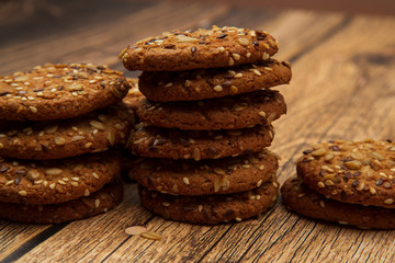 Oatmeal cookies.Oatmeal cookies on a wooden background. Dessert.