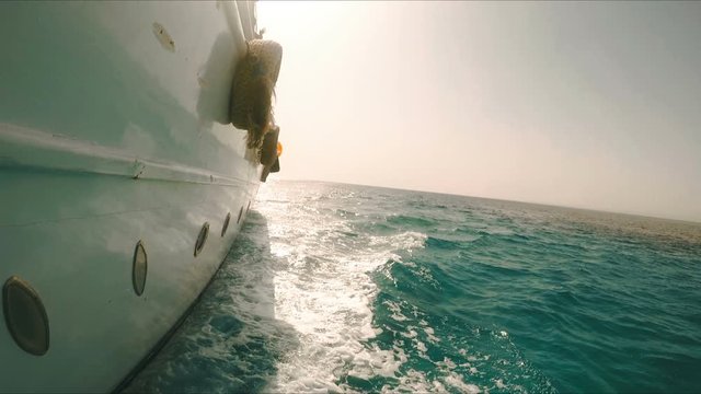 Yacht at sea, close up