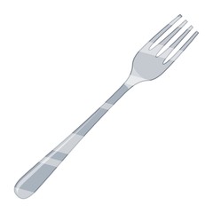 Silver gray fork icon isolated on white background. Vector illustration