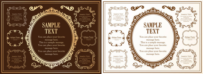 美しいデコレーションセット、アンティークなフレーム、ビンテージなデザイン素材