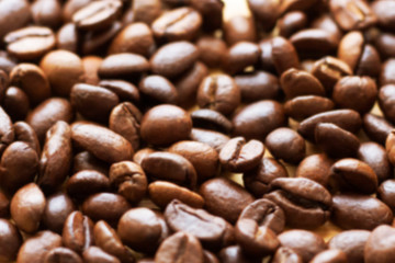 Unfocused coffee beans close up