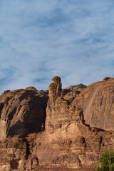 Fototapeta na wymiar Finger rock geological strata outcrop at Winter Park Tantora Festival in Al Ula, Saudi Arabia