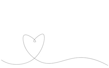 Valentine day background heart one line drawing vector illustration