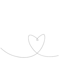 Valentine day background heart one line vector illustration