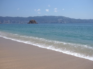 Scenic beach at ACAPULCO city in Mexico and Pacific Ocean landscape