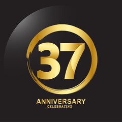 37 Year Anniversary Vector Template Design Illustration
