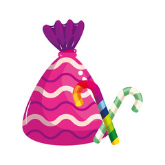 set of candies in cane isolated icon vector illustration design