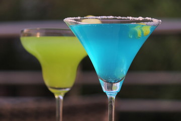 Grinch Cocktail and blue lagoon cocktail