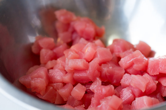 raw chopped tuna