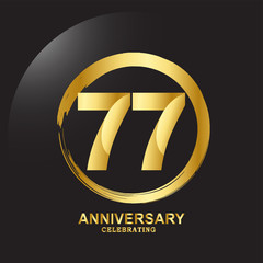 77 Year Anniversary Vector Template Design Illustration