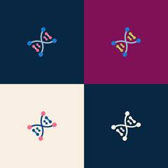 Dna structure logo. Modern abstract vector science illustration for any purposes. Medical geometric design concept. Technology human evolution molecule icon.