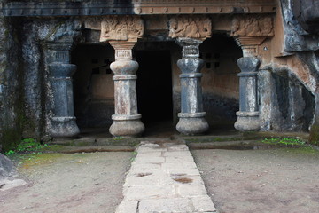 Cave 8 : Facade of Vihara of Pandavleni Caves, Nasik, Maharashtra, India.