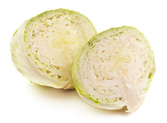 Two halves of cabbage.