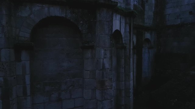 Stone Walls Of Vienne Cathedral At Night In Poitiers, France