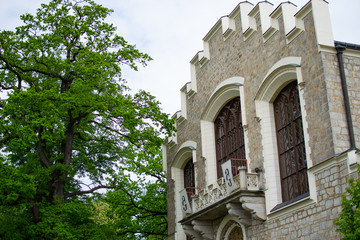 Facade of Ales South Bohemian Gallery in Hluboka Castle (Hluboka nad Vltavou Castle), the only art...