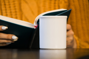 cup of coffee and book