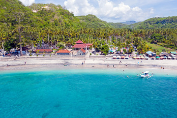 Aerial from Chrystal bay on Nusa Penida Bali Indonesia