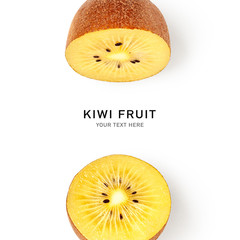 Yellow kiwi fruit composition and creative layout