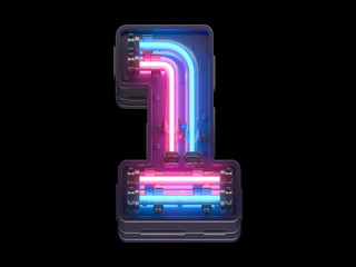 Red and Blue neon light font.