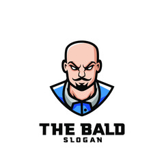 bald man character logo icon design cartoon