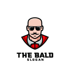 bald man character logo icon design cartoon