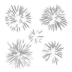 Firework explosion in night. Firecracker rocket bursting in big sparkling star balls.