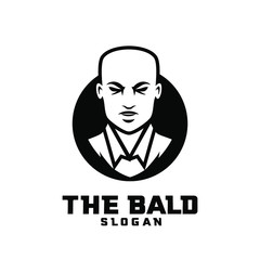 bald man character logo icon design cartoon