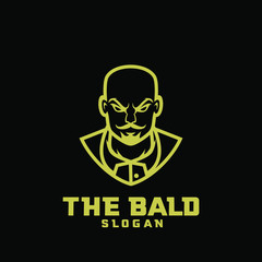 gold black bald man character logo icon design cartoon