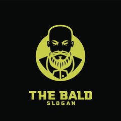 gold black bald man character logo icon design cartoon
