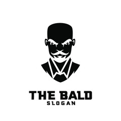 bald man silhouette character logo icon design cartoon
