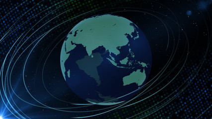 Earth on Digital Network space 3D illustration background China india ASEAN