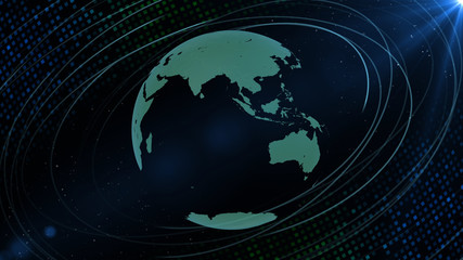 Earth on Digital Network space 3D illustration background China india ASEAN