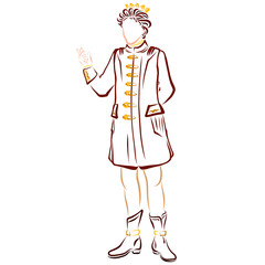 stately prince says or proposes something, colorful outline