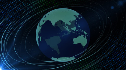 Naklejka premium Earth on Digital Network space 3D illustration background China india ASEAN