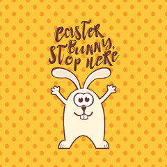 Easter greeting card with rabbit and text