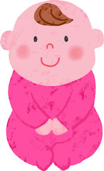 赤ちゃんお座り　クレヨン