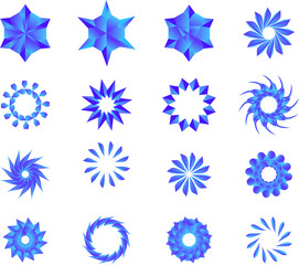 Blue Stars, Mandala, Flowers, Snow Flakes Pack.