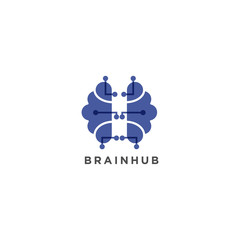 brain logo vector.brain connection logo design. digital brain logo template