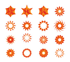 Orange Golden Stars Mandala Flowers Flakes Pack