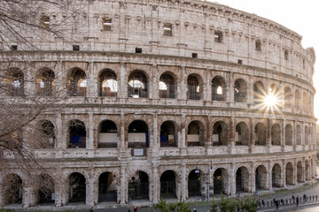 Fototapeta na wymiar Coliseum at golden hour Rome