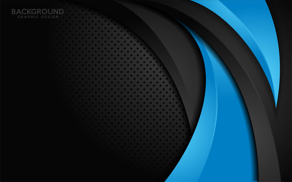 Modern Blue and black contrast corporate waves background.