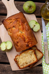 Homemade sweet apple cake with olive oil