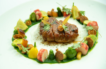 grilled meat with vegetables