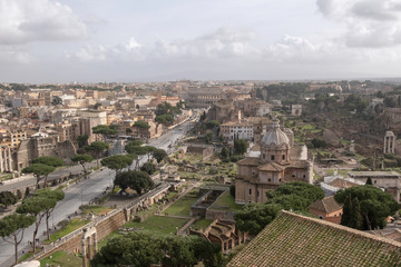 Fototapeta premium aerial view of Rome archeological site with Coliseum