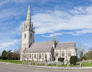 Fototapeta na wymiar The historic Saint Margarets church built in 1860 also known as the marble church a prominent landmark in Bodelwyddan North Wales