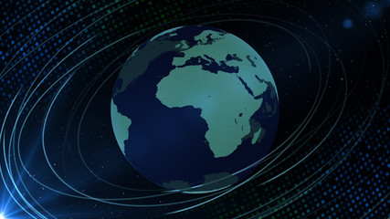 Naklejka premium Earth on Digital Network space 3D illustration background EU Africa