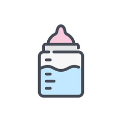 Baby bottle color line icon. Milk bottle for baby vector outline colorful sign.
