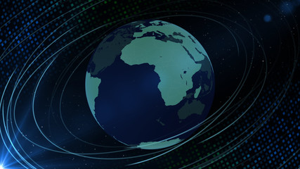 Earth on Digital Network space 3D illustration background EU Africa