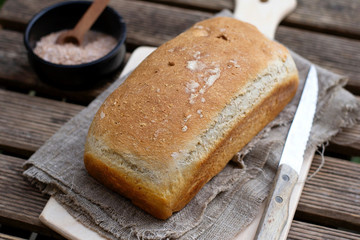 Homemade healthy whole wheat brown bread with wheat bran