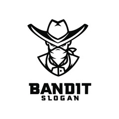 black bandit character logo icon design cartoon